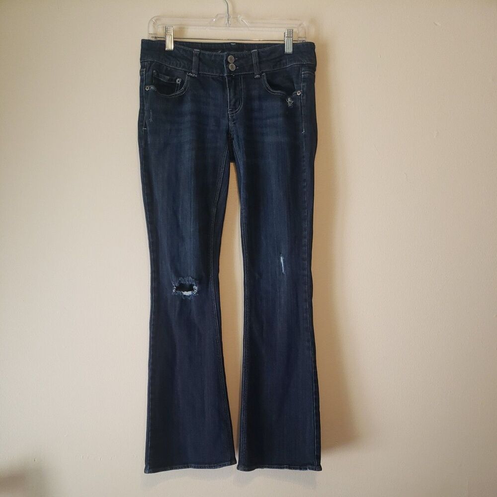American Eagle Jeans Womens 6 Blue Artist Flare Stretch Boho Festival Hippie